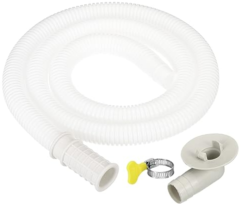 PATIKIL 3.3ft Aria Condizionatore Drenaggio Tubo Flessibile Kit, Universale Drenaggio Connettore Tubo con Morsetto Connettore 9 per Mini-Split Finestra Unità AC Rubinetto, Bianco
