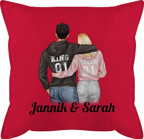 Kissen 50x50 - Ideen - Partner Geschenke Paar King Queen Couple I Pärchen Weihnachts-Geschenke Valentinstag - 50 x 50 cm - Rot - weihnachtsgeschenke für mein schatz partnerkisen liebeserklärung
