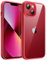 JETech Case for iPhone 13 6.1-Inch, Shockproof Phone Bumper Cover, Solid Color Matte TPU Frame, Anti-Scratch Clear Back (Red)