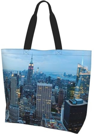 DOFFO Bedruckte Canvas-Tragetasche, Motiv: Arches National Park, wiederverwendbare Einkaufstasche, Strandtasche, Schultertasche, New York Fashion City, Einheitsgröße