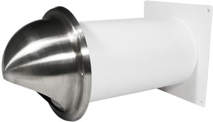 EASYTEC® Mauerkasten DN150 mit Teleskoprohr, Rückstauklappe und Edelstahl-Blende für Dunstabzugshauben Ø 150 mm