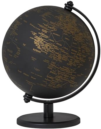 TROIKA Globus Mini Ø 13 cm GAGARIN Globus schwarze Meere & goldfarbene Landflächen matt, schwarzer Metallfuß, weicher Filzboden, bewegliche Achse - im hübschen Karton ideal zum Verschenken