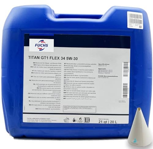 20 L Fuchs Titan GT1 Flex 34 5W-30 | kompatibel mit MB 226.51 | 229.51 | RN0720 | ACEA C4, C3 | Motorenöl | Motoröl | Ölwechsel | Öl | SAE 5W30 |