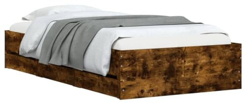vidaXL Bettgestell mit Schubladen Räuchereiche 100x200cm Holzwerkstoff