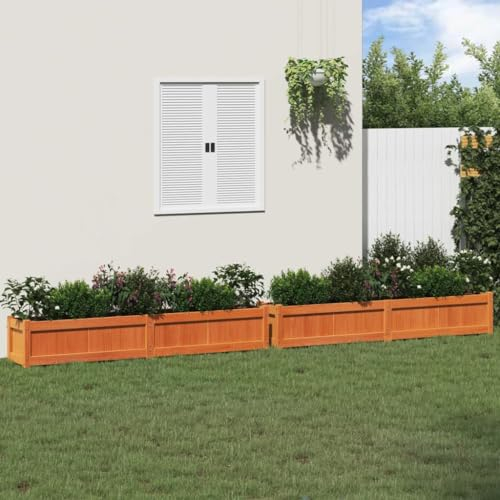 ShCuShan Pflanzkübel 2 STK. Blumenkasten PflanzgefäßE FüR Draussen PflanzenküBel Wachsbraun Massivholz Kiefer - 837499