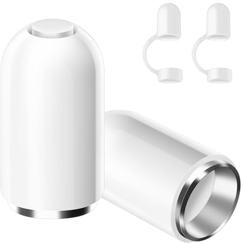 PAPERFEEL [2 Stück] Kappe für Apple Pencil 1. Generation, Magnetische Ersatzkappen für Apple Pencil Kommt mit Anti-Verlust Silikon Kappenträger, Magnetische Kappen für Apple Pencil Cap, Weiß