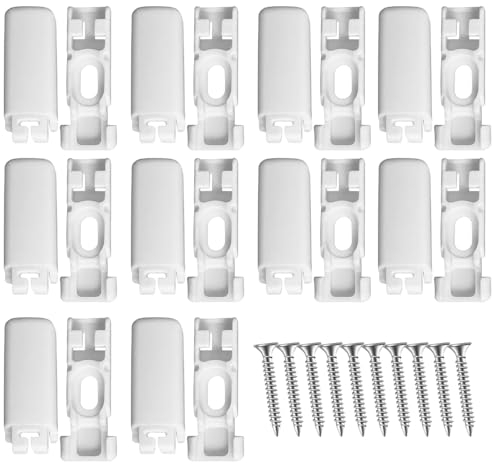 10 Kit 20 Stück Spannschuhe für Verspannte Plissees, für Klebeträger und Stick & Fix Front Klebeplatten, Klemmträger und Zubehör, Universal Plissee Zum Bohren Spannschuhe - Farbe: weiß