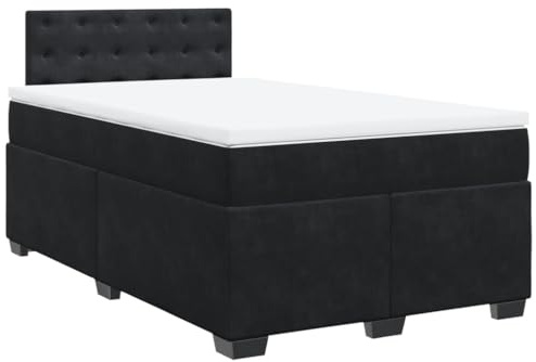 vidaXL Boxspringbett mit Matratze Schwarz 120x190 cm Samt