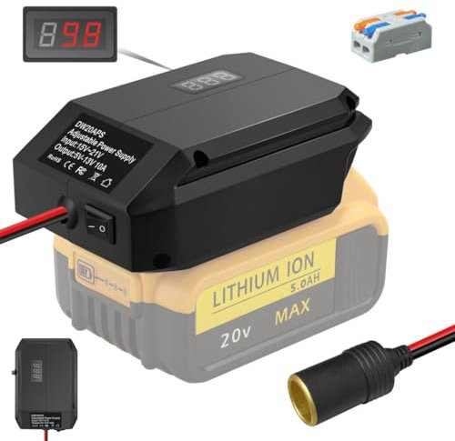 18V to12V Step Down Converter for Dewalt 20V Battery, Power Connector for Car Appliances,DIY Charger Buck Converter Power Station,Cigarette Lighter Adapter Buck Adapter for Car Refrigerator