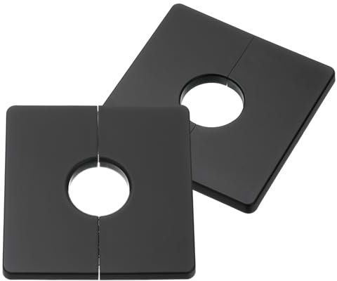 sourcing map 2Pcs ABS Plastics Square Shaped Escutcheon Plate, Wall Split Flange, 28mm Diameter Wall-Mounted Pipe Mouth Decorative Cover, Black