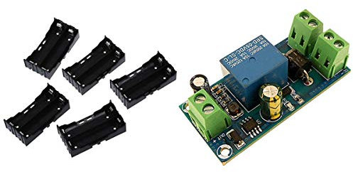 Goorvoucs 5 Pcs Black Plastic 2 x 3.7V 18650 Batteries 4 Pin Battery Holder Case with 5V-48V General Emergency Converter