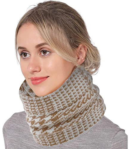 AMDOLE Cache-cou pour femme - Écharpe d'hiver double couche en tricot épais - Écharpe en soie chaude et coupe-vent pour femme, doré, taille unique
