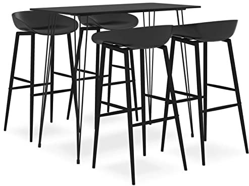 Brokky 5-TLG. Bar-Set Stehtisch Outdoor Bartisch-Set Bar MöBel Bar Outdoor Theke Garten Theke Bar Schwarz 3057381