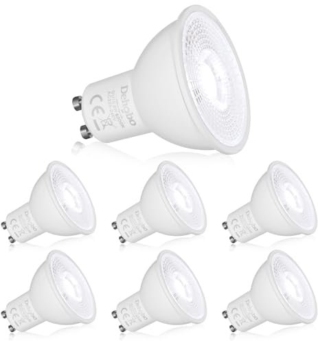 Dehobo GU10 LED Kaltweiß Glühbirne, LED Lampen Licht Spot Kaltweiß Lampe 6W 6000K 480 Lumen Ersetzt 60W Halogen Leuchtmittel, 120° Abstrahlwinkel Spotlight, Nicht Dimmbar Led, 6 Stück