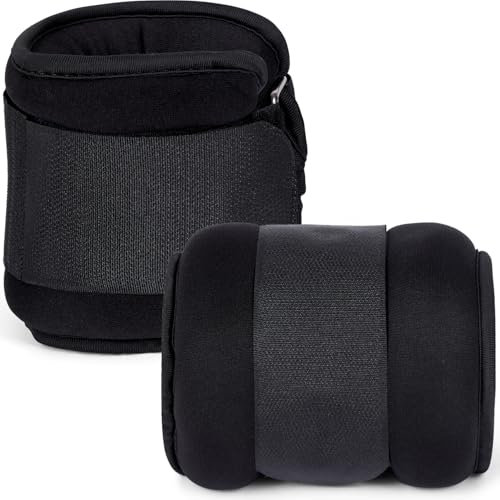Ankle Weights adjustable Starp Set for Men Wrist Weights for Women Hand Leg Weight - Gym Fitness Running Walking Strength Training Equipment (0.5kg-3.0kg) in Pairs (Black, 1KG Pair = (2 x 0.5KG))