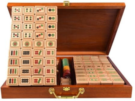 OUYUE Mahjong Spielset Mahjong-Set Aus Schwarzem Walnussholz, MahJongg-Fliesen-Set Mit Mahjong-Box, 144 Fliesen Chinesisches Mah Jong Set(C)