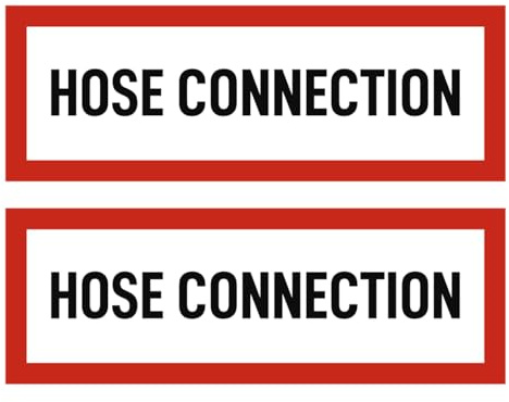 Aufkleber: 74x210 mm, 2 Stück - HOSE CONNECTION - Brandschutz und Einsatzhinweise - DIN 4066 - D1 - Sprache: englisch