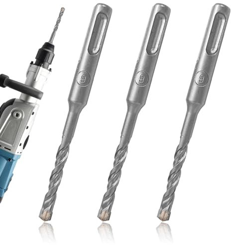 3 PCS 6mm Masonry Drill Bit, SDS Drill Bits Set, SDS Plus Shank Rotary Hammer Masonry Drills With Carbide Cross Tip Suitable for Stone, Concrete, Brick Wall, Granite, Cement, 6mm X 110mm X 3