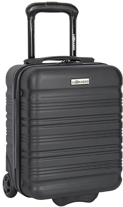 Leonardo® Handgepäck Koffer Mini | 14-Zoll Hartschalenkoffer mit Doppelrollen | 25 Liter Trolley mit Zahlenschloss | Leichtes ABS-Material | Reisekoffer | Handkoffer | 20x30x40 cm | Schwarz
