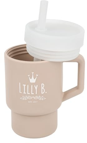 Sippy Cup – Silicone Toddler Cup – BPA-Free Baby Cup Safe for Toddlers – Easy to Clean Toddler Water Bottle – Flexible Sippy Cup 12+ Months – Baby Straw Cup with Handle 8oz (250ml) (Ivory)