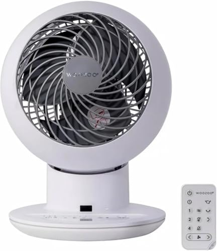 Iris Ohyama Woozoo Globe Air Circulator Fan with Remote Control, PCF-SC15T Table Fan, Desk Fan 5 Speeds, Silent Quiet Bedroom Living Room Small Cooling Powerful, White