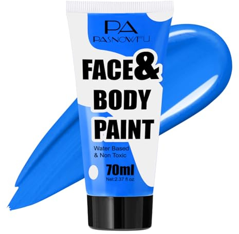 PASNOWFU Blue Washable Face Paint 70ml , Water-Based Cream Body Paint for corpse bride SFX Makeup, Non-Toxic Face Body Paint for Halloween SFX Cosplay Makeup ,Costume Events,Party