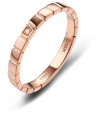 Damen Ring Rose Gold, Wedding Ring Weiß Moissanit Runden Ehering 9K Roségold Größe 58 (18.5)