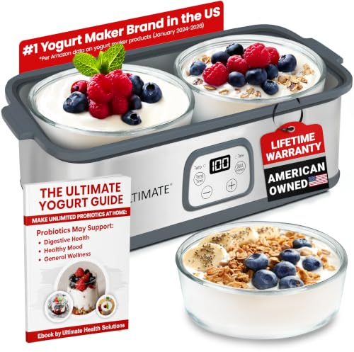 Ultimate Yoghurt Maker Pro with Adjustable Time & Temperature Control, Make Trillions of Live Bio Cultures