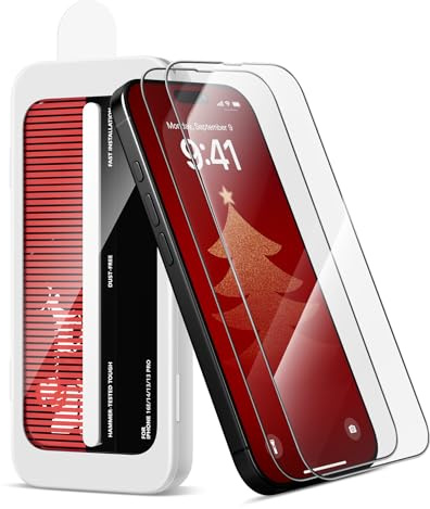 SURITCH 2-Pack Compatible with iPhone 16e/13/14/13Pro 6.1 inch Tempered Glass Screen Protector,9H+ Hardness,HD Clear,Fingerprint Resistant,Military-grade Shatterproof with Film Applicator for Holiday