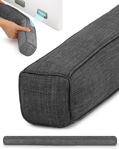 Beautissu Magnetischer Zugluftstopper für Türen mit Magnet Wärmeschutz | 80cm Dunkelgrau Stoff Windstopper Tür Fenster Haustür Türluftstopper Kältestopper Levante