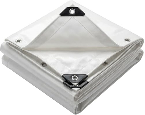 VOUNOT® Telo Impermeabile Esterno 3x5m, Telone Occhiellato Impermeabile Rinforzato PE 240 g/m², Telo Protettivo Multiuso per Barche, Legno, Piscina, Mobili da giardino, Auto, Bianco