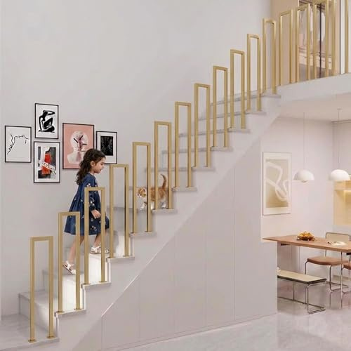 Corrimano a Forma di U in Ferro per Scale Interne ed Esterne, Ringhiera Antiruggine per Soffitta Veranda Corridoio con Montaggio Laterale/Verticale, 35-140cm con Kit di Installazione Completo