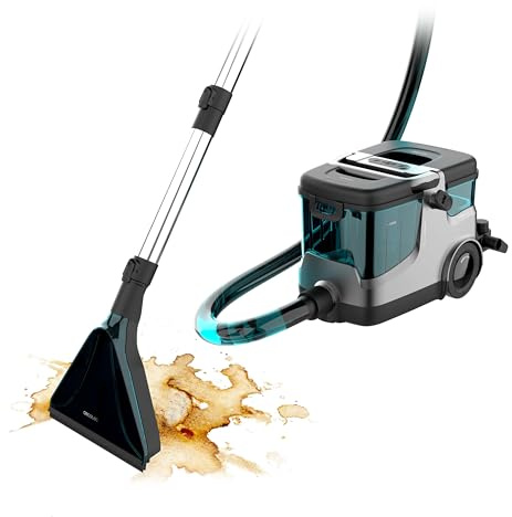 Cecotec Aspirador Limpiatapicerías de Trineo Conga CarpetClean 30000 Steam. Potencia de 2200 W, Succión de 18 kPa, Vapor y Agua Caliente, Radio de 8 Metros, Gran Depósito, Ruedas Integradas