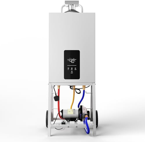 Ryuhic 31kW Propangas-Poolheizung – Extrem Schnelles Aufheizen für Aufstellpool, Hot Tub& Spa, Tragbarer Außen-Wassererhitzer mit digitalem Thermostat, integrierter Duschfunktion & Rädern