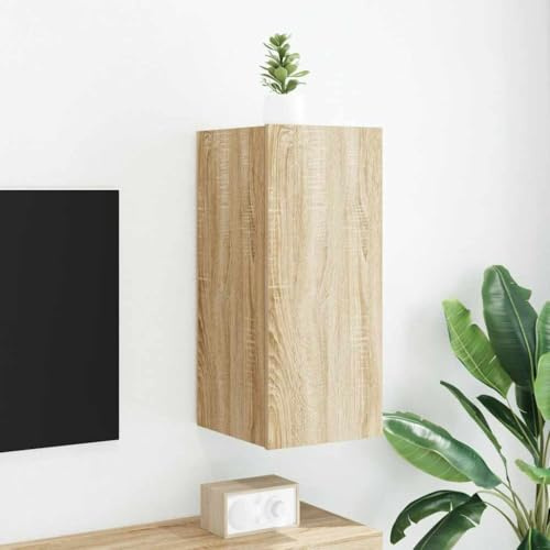 Ziaphsol Meuble TV Mural avec lumières LED RVB chêne Sonoma 30,5x35x70 cm Support écran Moderne Espace de Rangement Multifonctionnel pour Salon ou Chambre