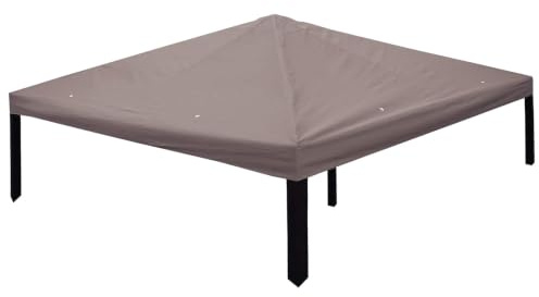 HFXHIJXQ Housse de Gazebo 300 x 300 cm, Toile de Rechange pour Pavillon de Jardin, Toit en Polyester Adapté au Cadre en Acier, Design Pliable et Facile à Ranger, Couleur Taupe