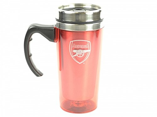 Arsenal FC Official Football Travel Mug (One Size) (Red/Silver)