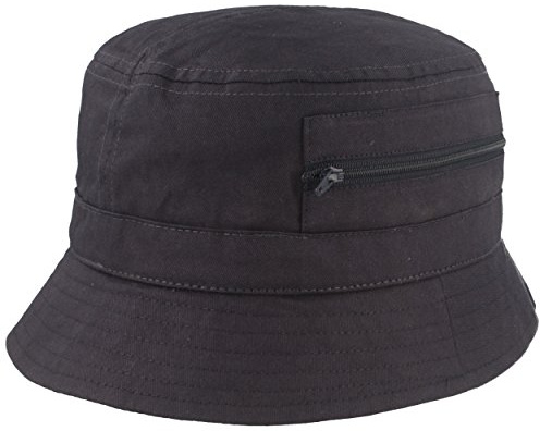 Breiter Fischer-Hut | Bucket-Hat | Sonnen-Hut – aus 100% Baumwolle - mit 2 integrierten Tasche – Waschbar & Faltbar – Blau - Größe 63