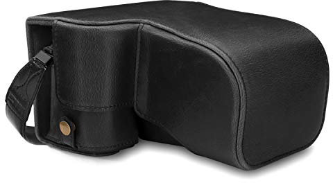 MegaGear MG1660 Ever Ready Leather Camera Case compatible with Sony Alpha A6100, A6400 (18-135mm) - Black