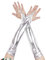 iEFiEL Damen Metallic Fingerlose Handschuhe Silberne Handschuhe Glänzend Armstulpen Fasching Kostüm Zubehör Gothic Punk Tanz Party Clubwear A Silber One Size
