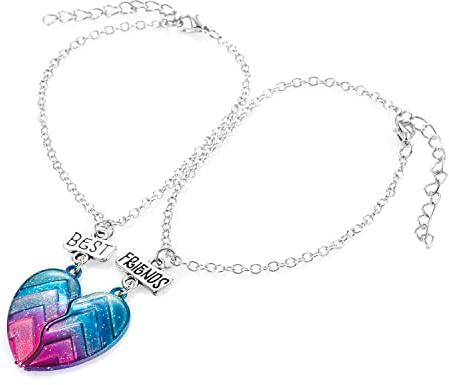 2 Stück Regenbogen Freundschaftsarmbänder mit Gravur Best Friends Anhänger set für Frauen kinder Mädchen,Verstellbar Herz Liebe Damen Armband Geschenke für BFF Paar Tochter Beste Freundin Geburtstag