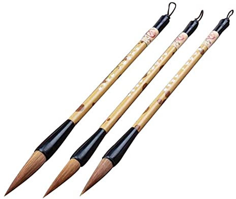 Lot de 3 pinceaux chinois pour calligraphie et peinture Kanji Japonais Sumi 3 tailles pour débutants