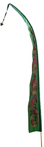 DEKOVALENZ - Drachenfahne Dragon, 5 Meter dunkelgrün, Stoff ohne Stange, für Hindu Ritual Bali Fahne