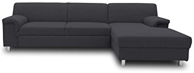 DOMO. collection Ecksofa Junin, Sofa in L-Form, Moderne Couch, Polsterecke, Eckcouch 251 x 150 x 72 cm (BxTxH), Schlamm (grau)