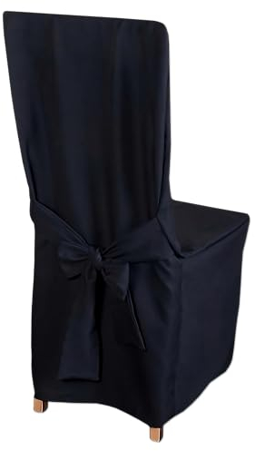 HOME DEKO Stuhlhussen mit Schleife, Universal-Sitzbezüge zum Schonen von Stühlen für Wohnzimmer, Esszimmer oder Küche, Perfekt für Anlässe Aller Art, Schwarz, 4 Stück
