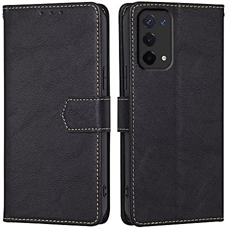 RankOne Funda Compatible con OPPO A54 5G / OPPO A74 5G (6.5 Inches), Funda de Piel Tipo Folio Flip Protectora con Ranura para Tarjeta Carcasa - Negro