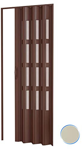 Porta a Soffietto da Interno in Kit con vetri in PVC Avorio 1140 82x210 cm MOD. Sonia
