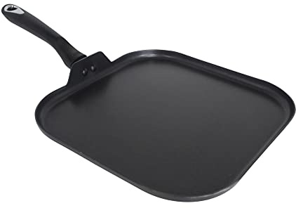 IMUSA 11in Bistro Aluminum Nonstick Square Griddle with Cool Touch Handle, Black