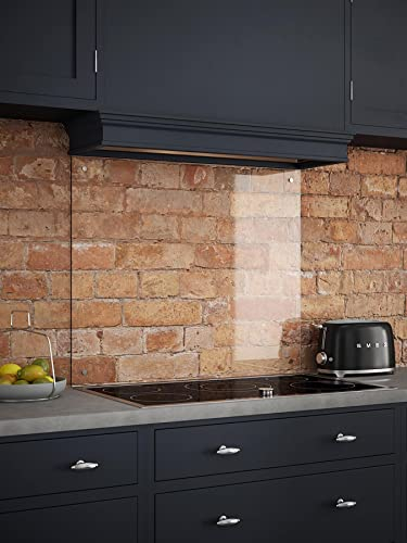 Clear Glass Splashback with Satin Chrome Caps - Kitchen Sink & Hob Back Panel - 900 x 700mm