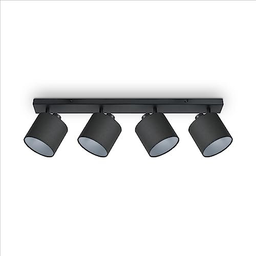 Paco Home LED Pendellampe Wandlampe Deckenlampe Wohnzimmer Esszimmer Schlafzimmer Modernes Design Uni Schirm Stoff E14, Farbe:Schwarz - Weiß, Leuchtentyp___Technologie:Wandleuchte 4xE14